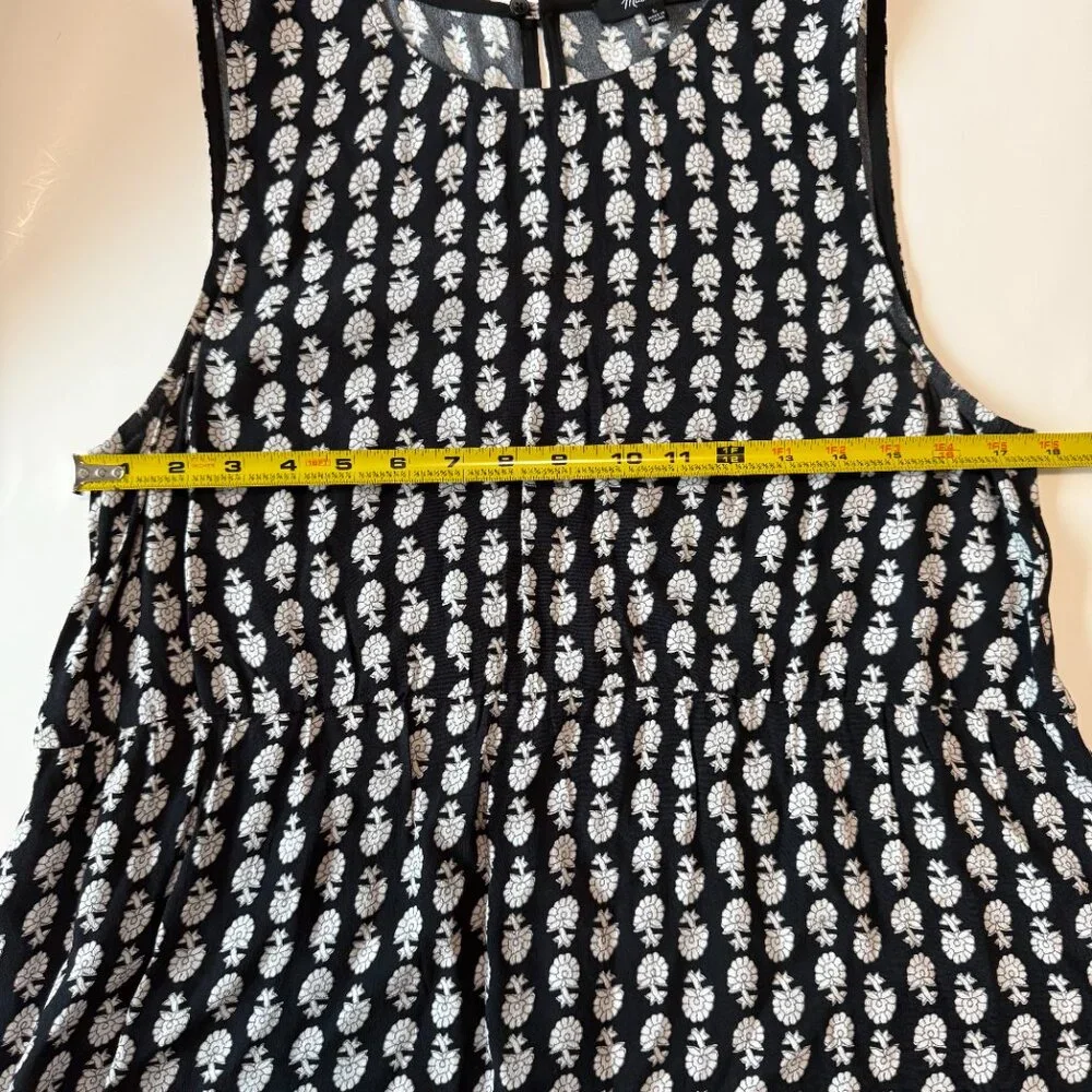 Madewell Ruffle Tank in Bloomstamp Black and White Print Peplum Size L - Picture 7 of 7